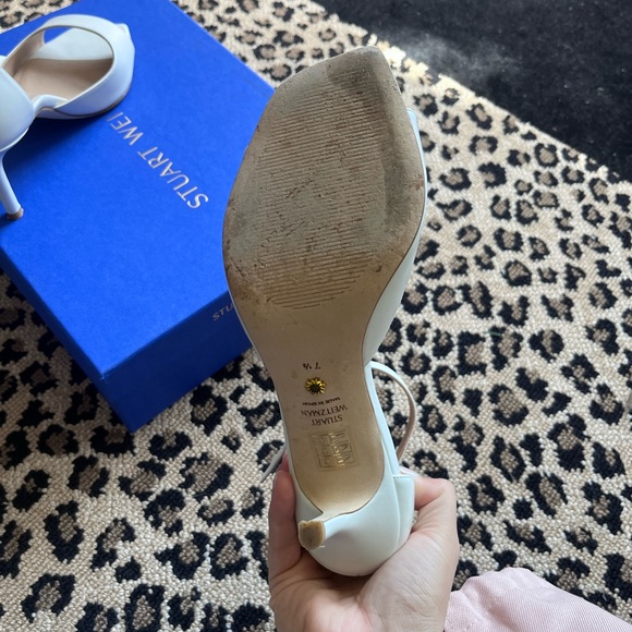 Stuart Whitman Allison 85 white sandal heels - Picture 3 of 8